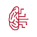 Red half brain and half digital circuit board icon